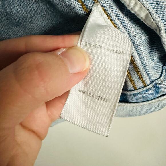 Rebecca Minkoff Light Blue Faux Fur Collar Clark Studded Denim Jacket Size XS - Picture 11 of 13